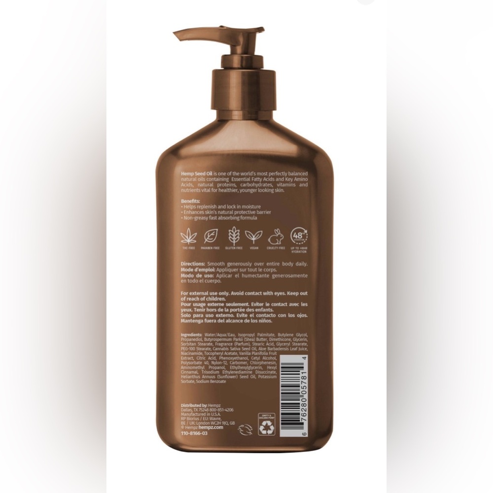 Hempz Vanilla Lux Herbal Body Moisturizer‎ - Brown - Picture 4 of 6